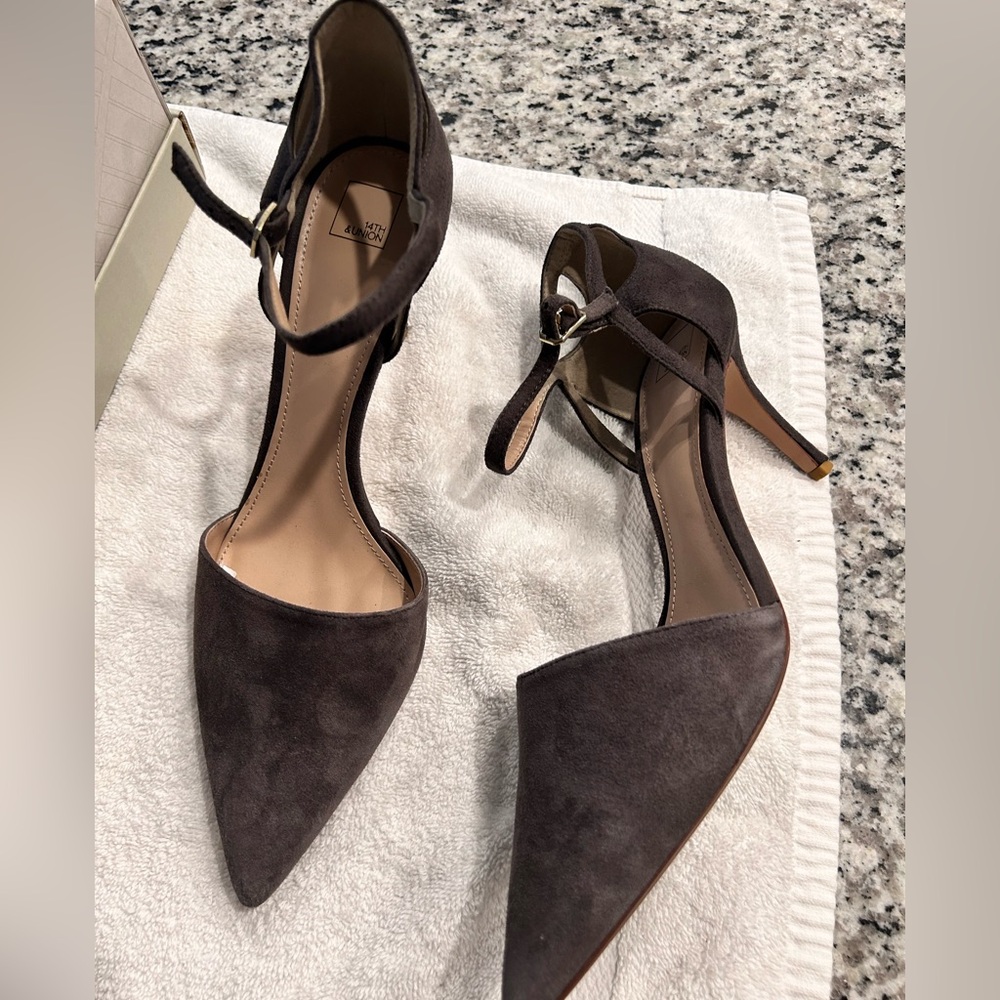 14th & Union Dark Gray Ankle Strap Heels